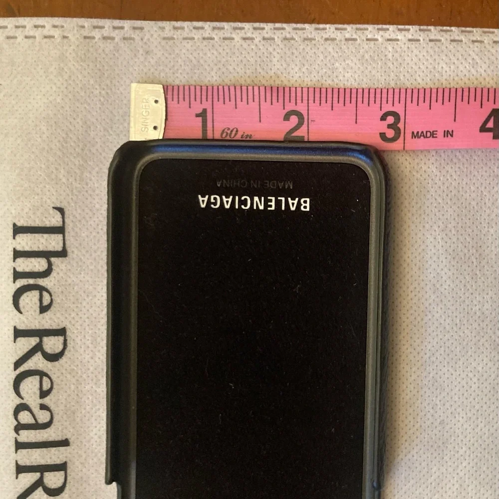 Balenciaga black leather iPhone cases white branding on black cover